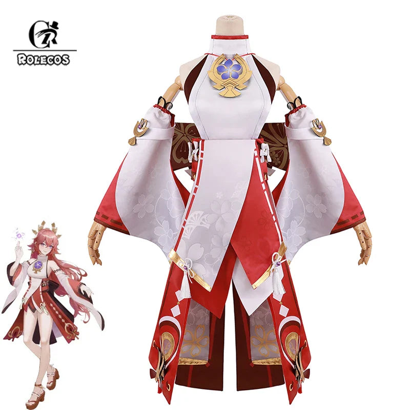 Halloweez Yae Miko Cosplay Costume - Authentic Guuji Dress Set for Women - Halloweez