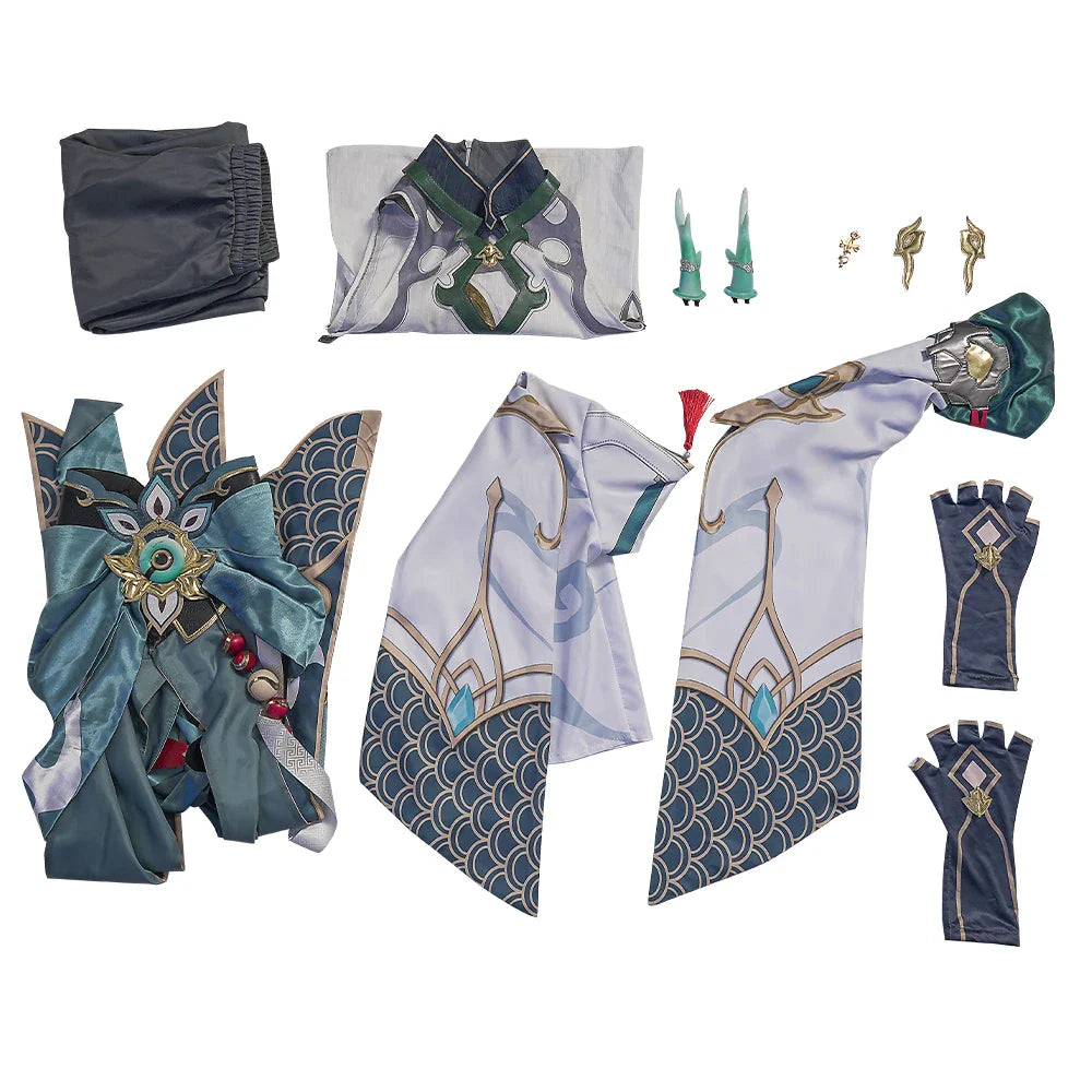 Halloweez Cold Dragon Dan Heng Cosplay Outfit with Dragon Horn for Men