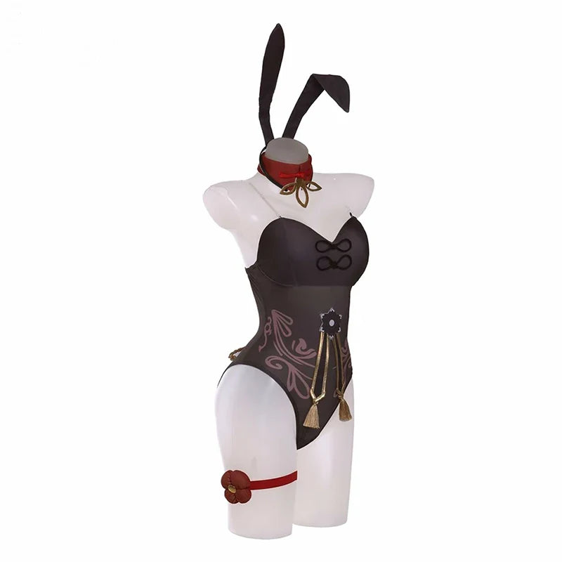 Halloweez Hutao Bunny Girl Costume Genshin Impact Sexy Women Jumpsuit Full Cosplay Set - Halloweez