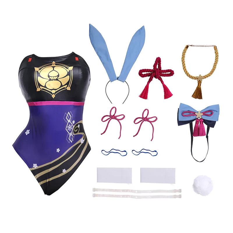 Halloweez Ayaka Bunny Girl Outfit - New Original Genshin Impact Sexy Women Jumpsuit Full Set
