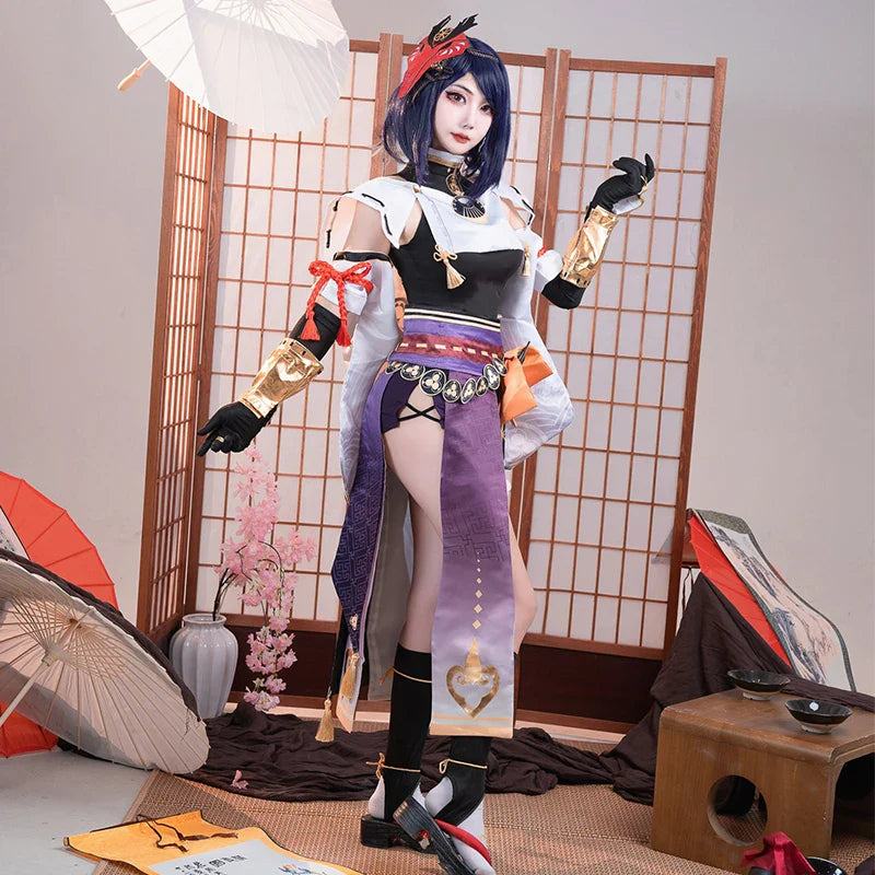 Halloweez Kujou Sara Cosplay Costume - Genshin Impact Inspired Women's Dress Set for Halloween - Halloweez