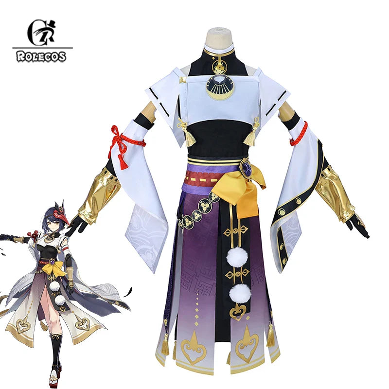 Halloweez Kujou Sara Cosplay Costume - Genshin Impact Inspired Women's Dress Set for Halloween - Halloweez