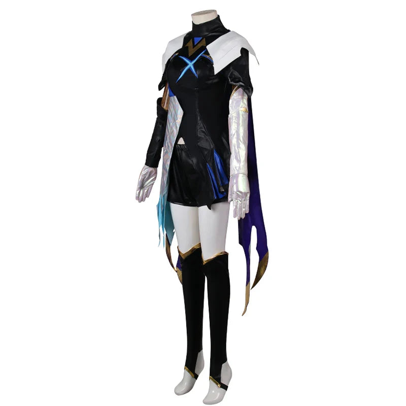 Halloweez Ashe Cosplay Costume - Premium LOL Women's Game Cosplay Outfit with Headwear