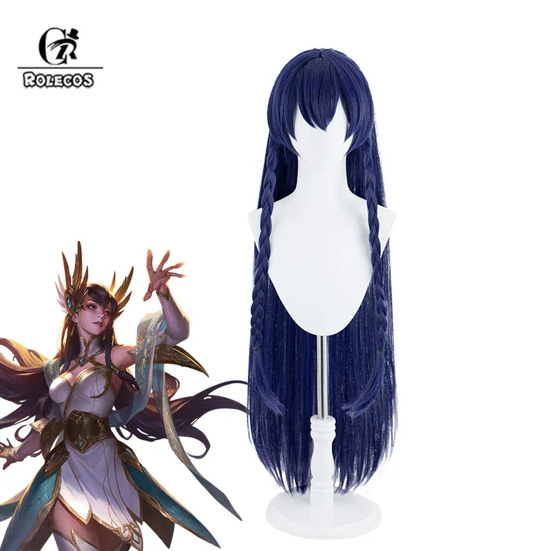 Halloweez Irelia Cosplay Wig - 100cm Long Blue Synthetic Heat Resistant Wig for Women