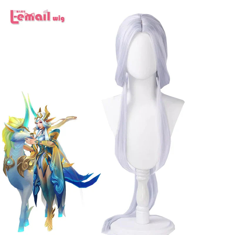 Peluca de cosplay de Soraka de Halloweez Immortal Journey: cabello sintético resistente al calor de 100 cm de largo para mujeres