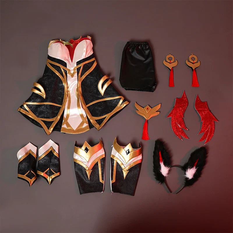 Halloweez Ahri Cosplay Costume - Enchanting Nine Tailed Demon Fox Outfit for Women - Halloweez