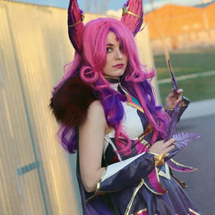 Halloweez Star Guardian Xayah Cosplay Wig - 65cm Long Pink Purple Wig with Ears