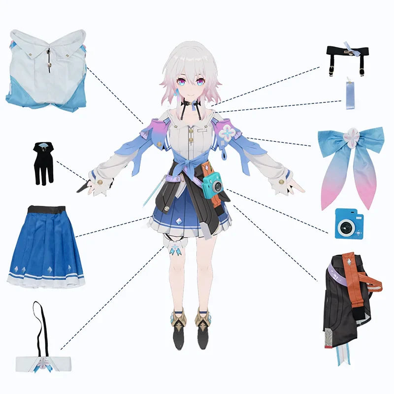 Disfraz de cosplay de Halloween - Juego Honkai Star Rail Lindo vestido azul para mujer para fiesta de carnaval de Halloween Uniforme de marinero