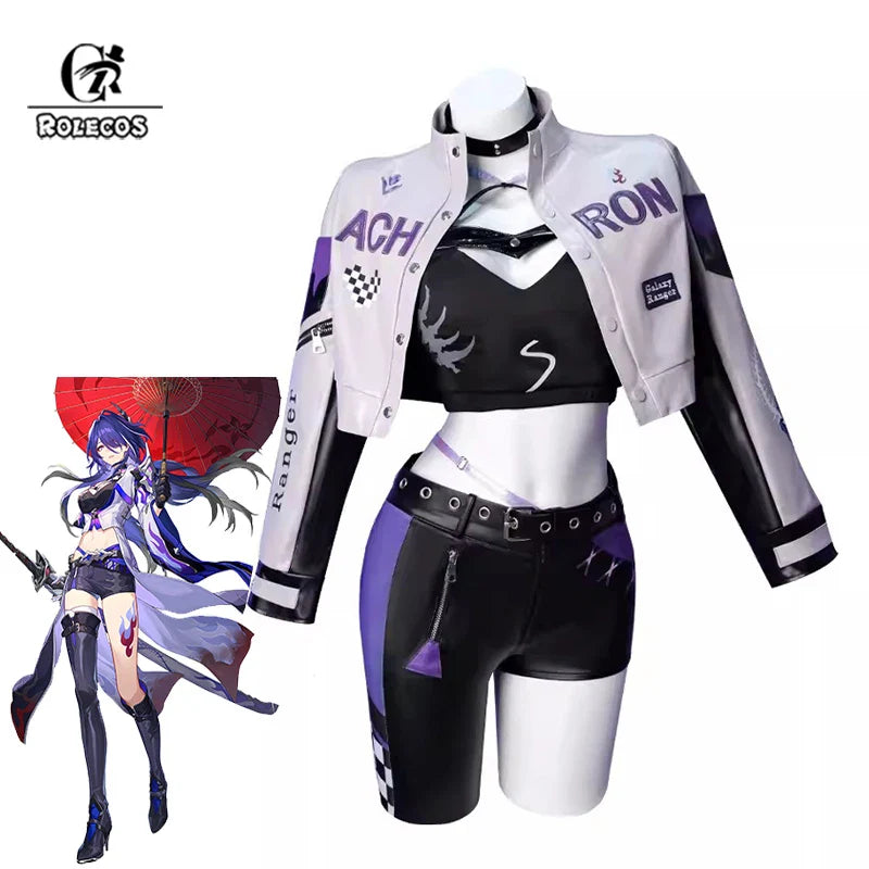 Disfraz de Acheron para Halloween exclusivo de Honkai Star Rail: traje de carreras Galaxy Rangers para mujer