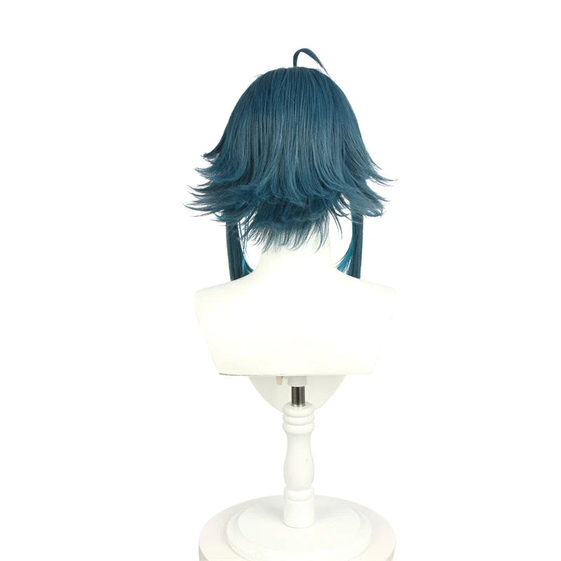 Halloweez Genshin Impact Xiao Cosplay Wig 40cm Mixed Blue Short Wigs for Role Play - Halloweez