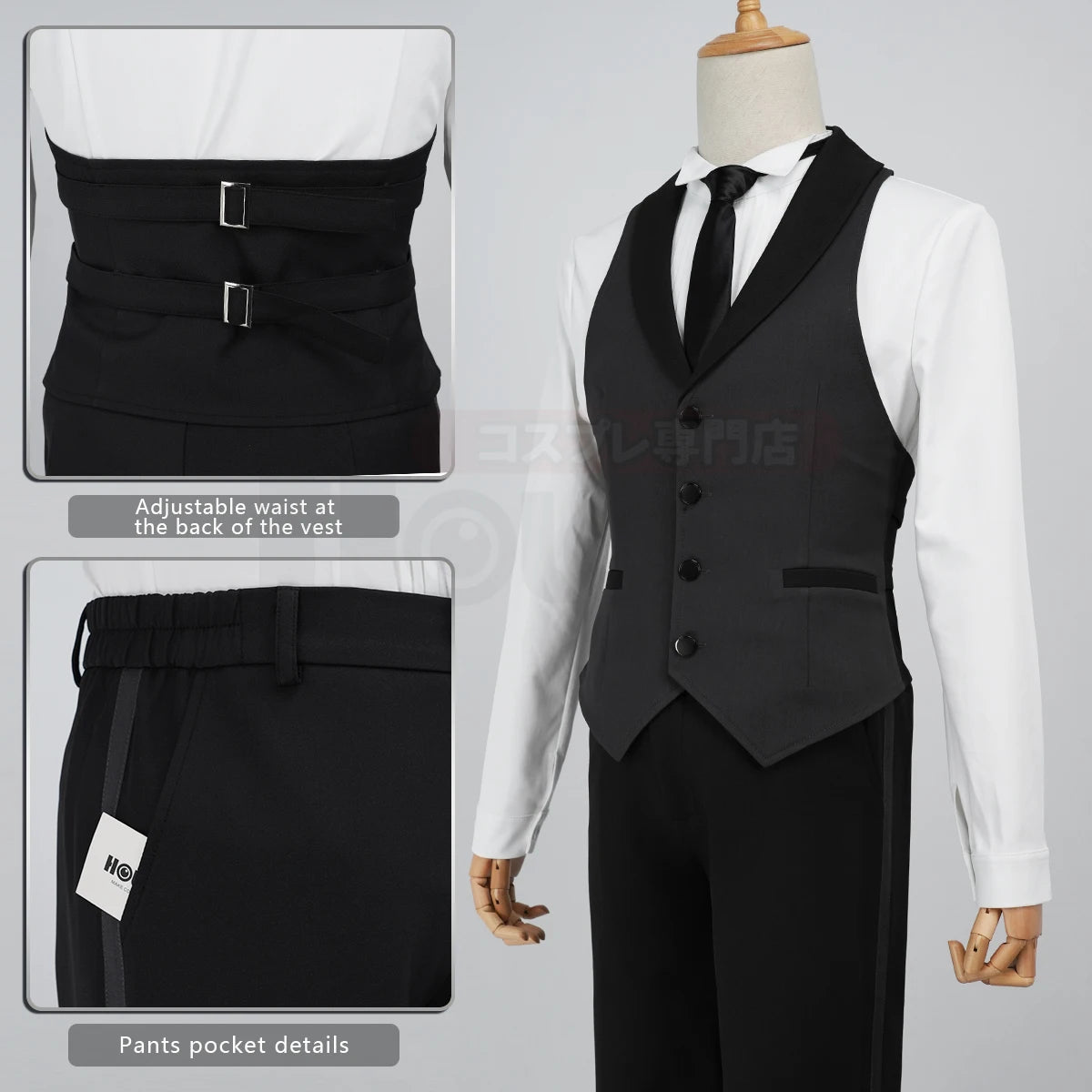 Black Butler Sebastian Cosplay Tuxedo Costume, Custom, Formal Halloween Outfit - Halloweez