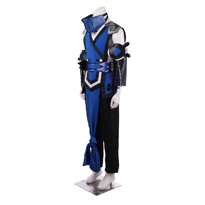 Halloweez Sub-Zero Cosplay Costume | Adult Ninja Blue Fighter Full Suit for Halloween