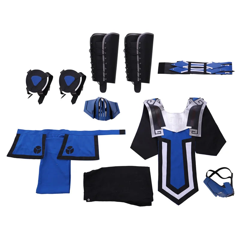 Halloweez Sub-Zero Cosplay Costume | Adult Ninja Blue Fighter Full Suit for Halloween