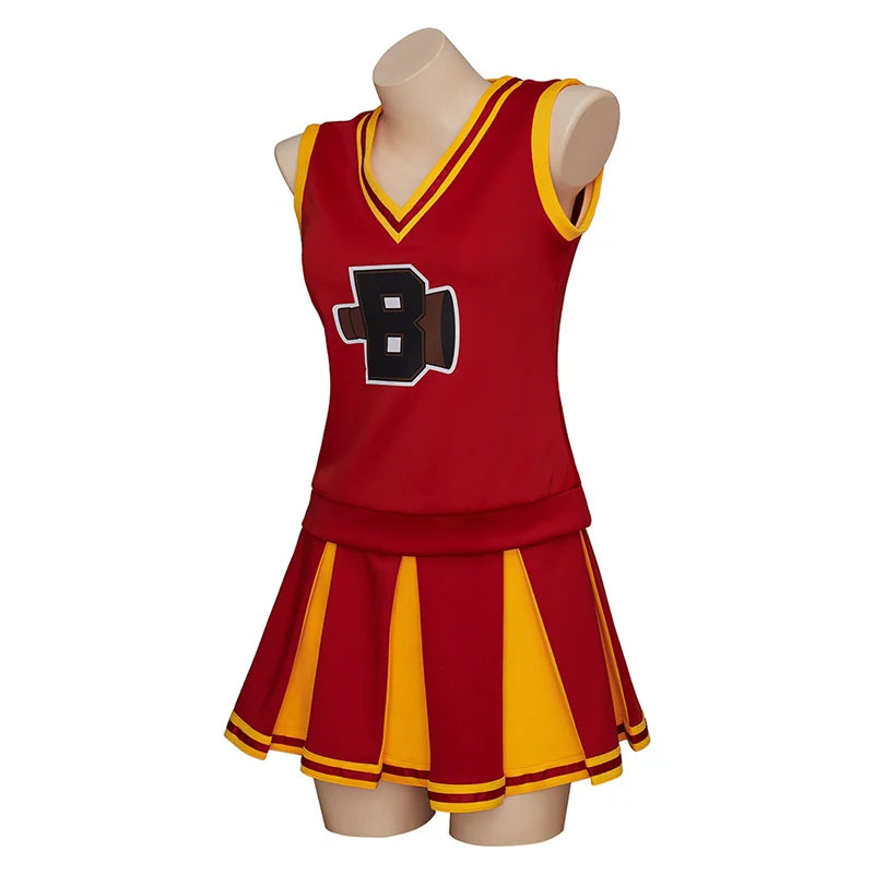 Disfraz de animadora de secundaria roja de Halloween para mujer: atuendo de cosplay perfecto