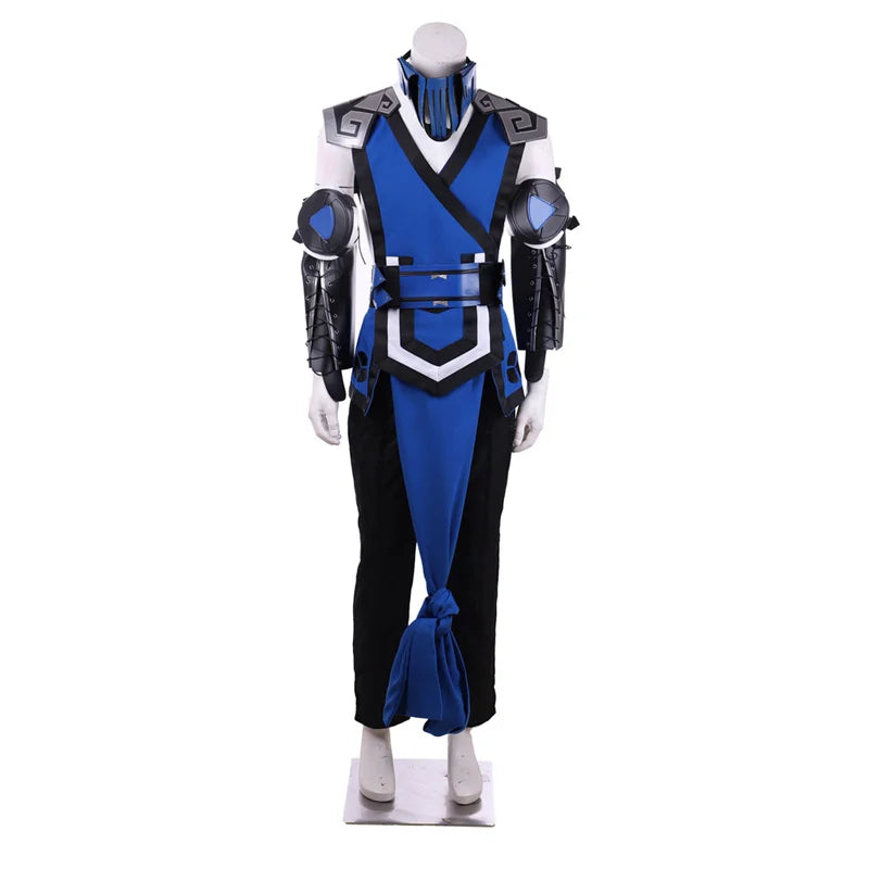 Halloweez Sub-Zero Cosplay Costume | Adult Ninja Blue Fighter Full Suit for Halloween