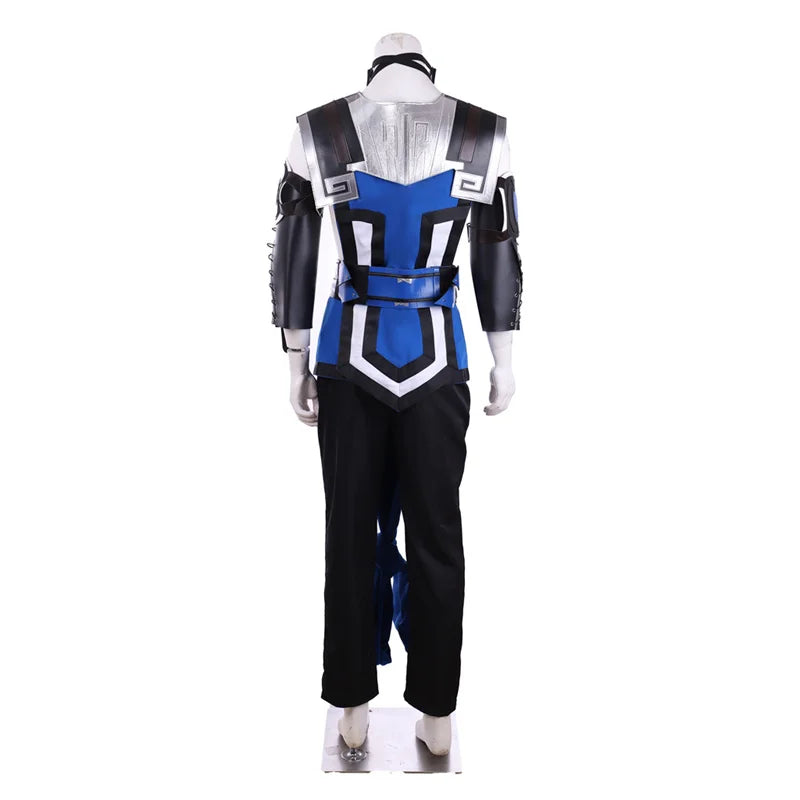 Halloweez Sub-Zero Cosplay Costume | Adult Ninja Blue Fighter Full Suit for Halloween