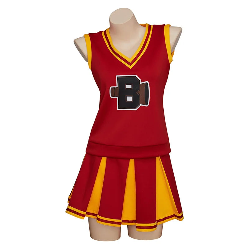 Disfraz de animadora de secundaria roja de Halloween para mujer: atuendo de cosplay perfecto