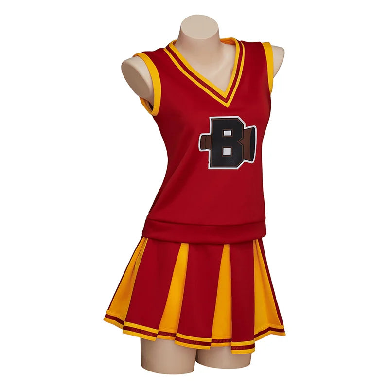 Disfraz de animadora de secundaria roja de Halloween para mujer: atuendo de cosplay perfecto