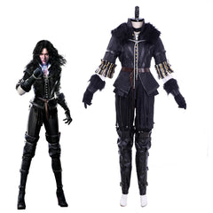 Halloweez Yennefer Cosplay Costume - Women's Retro Black Witch Suit for Halloween Parties