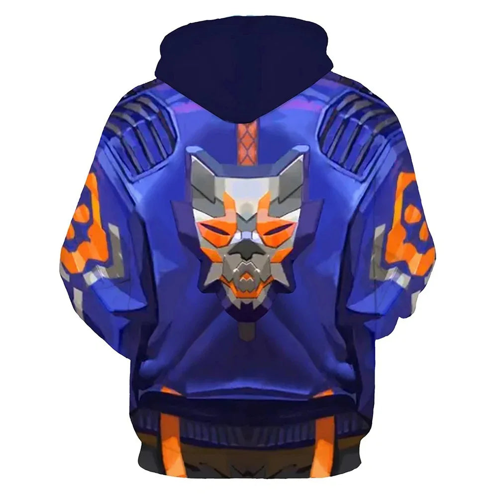 Halloweez Cosplay Game Valorant Costume Unisex 3D Hoodie Sweatshirt Punk Hip-Hop Pullover Halloween Carnival Party Streetwear