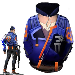 Halloweez Cosplay Game Valorant Costume Unisex 3D Hoodie Sweatshirt Punk Hip-Hop Pullover Halloween Carnival Party Streetwear