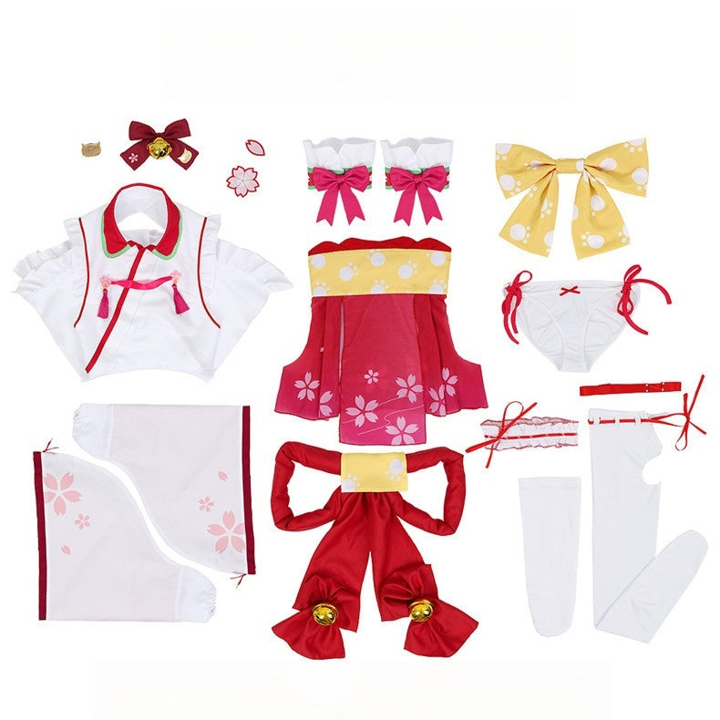 Vtuber Sakura Miko Cosplay Costume Anime Wide Sleeve Kimono Outfit - Halloweez