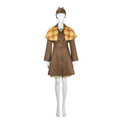 Halloweez Princess Peach Detective Cosplay Outfit with Coat, Shorts, Hat & Gloves