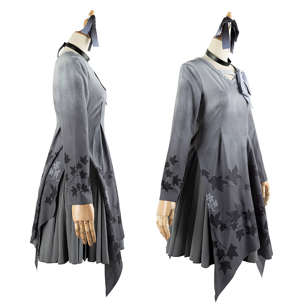 Project Sekai Asahina Mafuyu Cosplay Costume Grey Gradient Dress - Halloweez