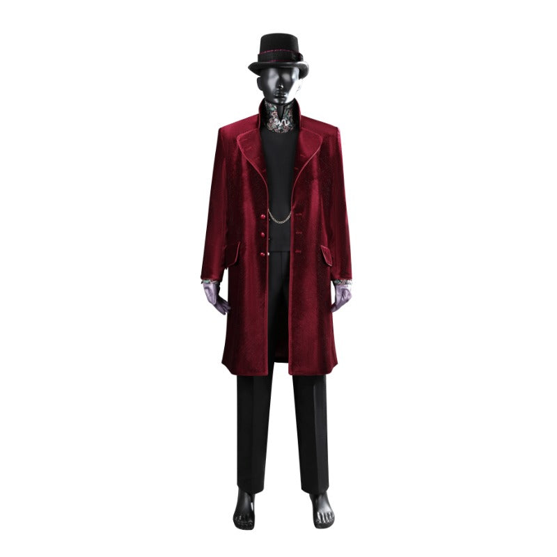 Halloweez 2023 Willy Wonka Red Cosplay Costume Inspired by Timothee Chalamet for Halloween