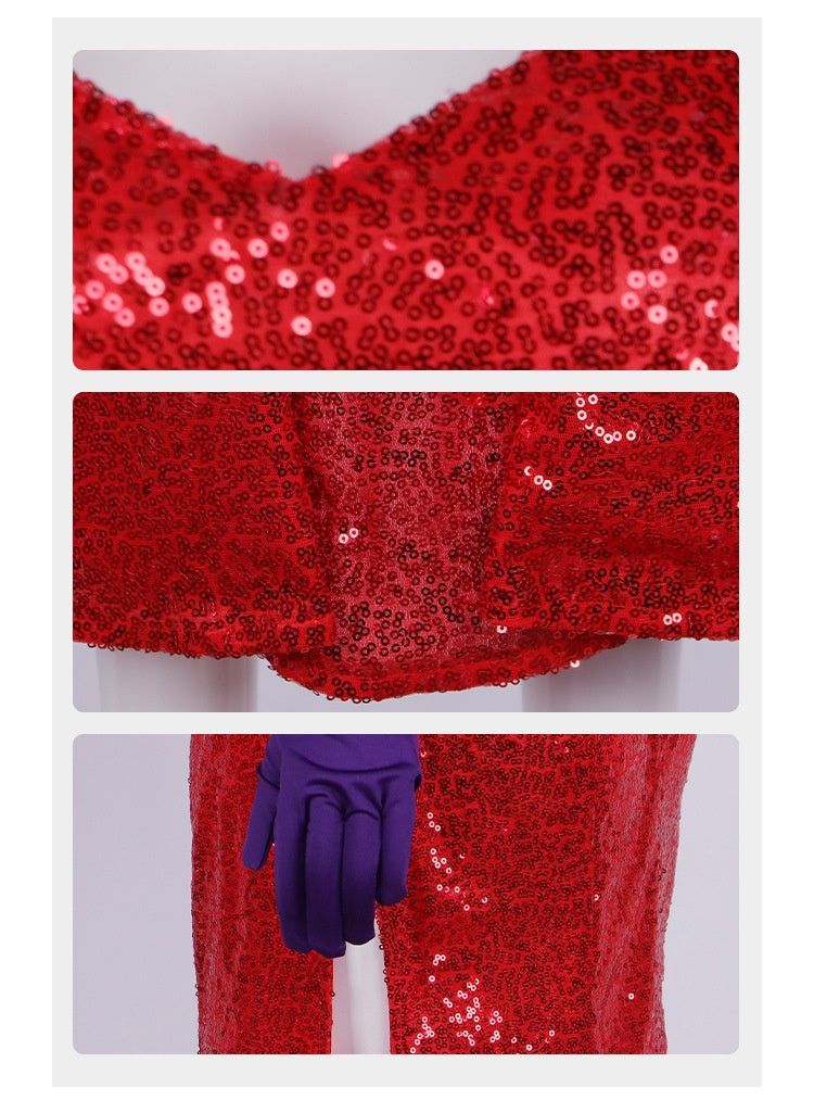 Who Framed Roger Rabbit Jessica Rabbit Cosplay Red Dress Ball Gown Halloween Party Costume - Halloweez