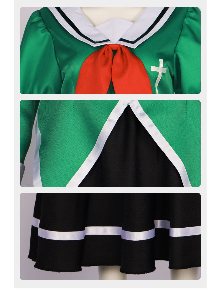 Fictional Reasoning Iwanaga Kotoko Cosplay Costume Green Long-Sleeved Dress for Women Halloween Maid Outfit - Halloweez