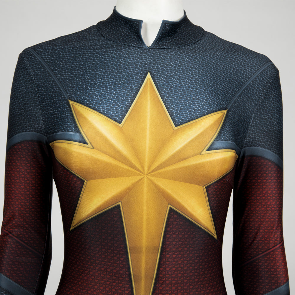 Captain Marvel 2 Carol Danvers Cosplay Costume, Movie Superhero Tight Jumpsuit, Full Set Captain Marvel Team Uniform Outfit for Women - Halloweez