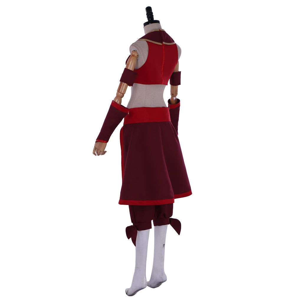 Halloweez Avatar: The Last Airbender Suki Cosplay Suit - Fire Nation Red Dress - Halloweez