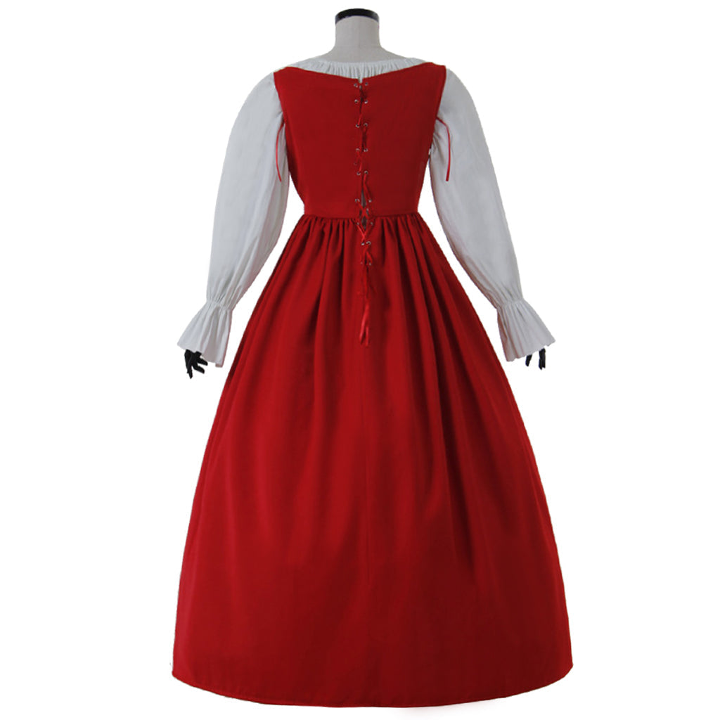 Vestido de noche de princesa victoriana renacentista rojo para mujer para carnaval y fiestas temáticas