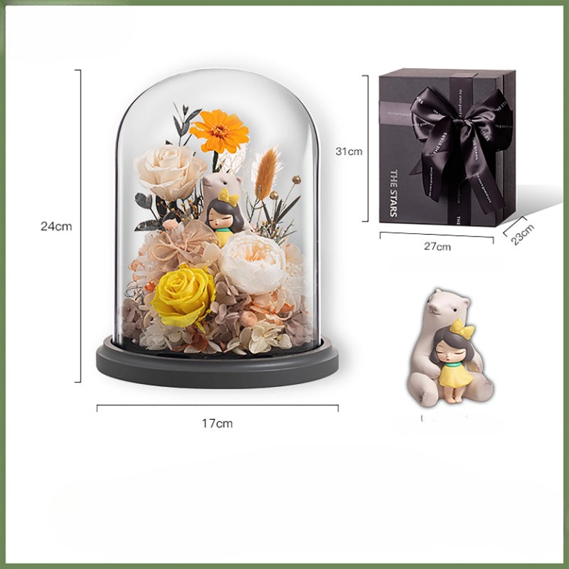 Coffret cadeau de roses éternelles conte de fées Halloween White Night - Cadeau de Noël parfait pour petite amie, mariée ou anniversaire