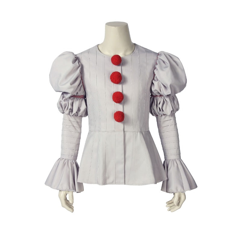 Halloweez Dancing Clown Joker Cosplay Costume with White Scarf and Accessories - Perfect Halloween Outfit