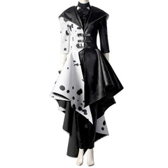 Abrigo de cosplay de Cruella de Vil para Halloween: moda inspirada en villanos icónicos para Halloween y eventos especiales