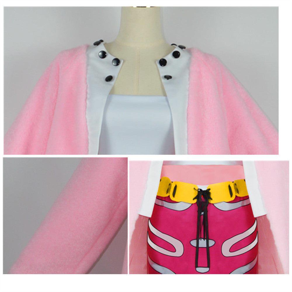 One Piece Doflamingo Gender-Bender Female Cosplay Costume - Seven Warlords of the Sea Coat Dress - Halloweez