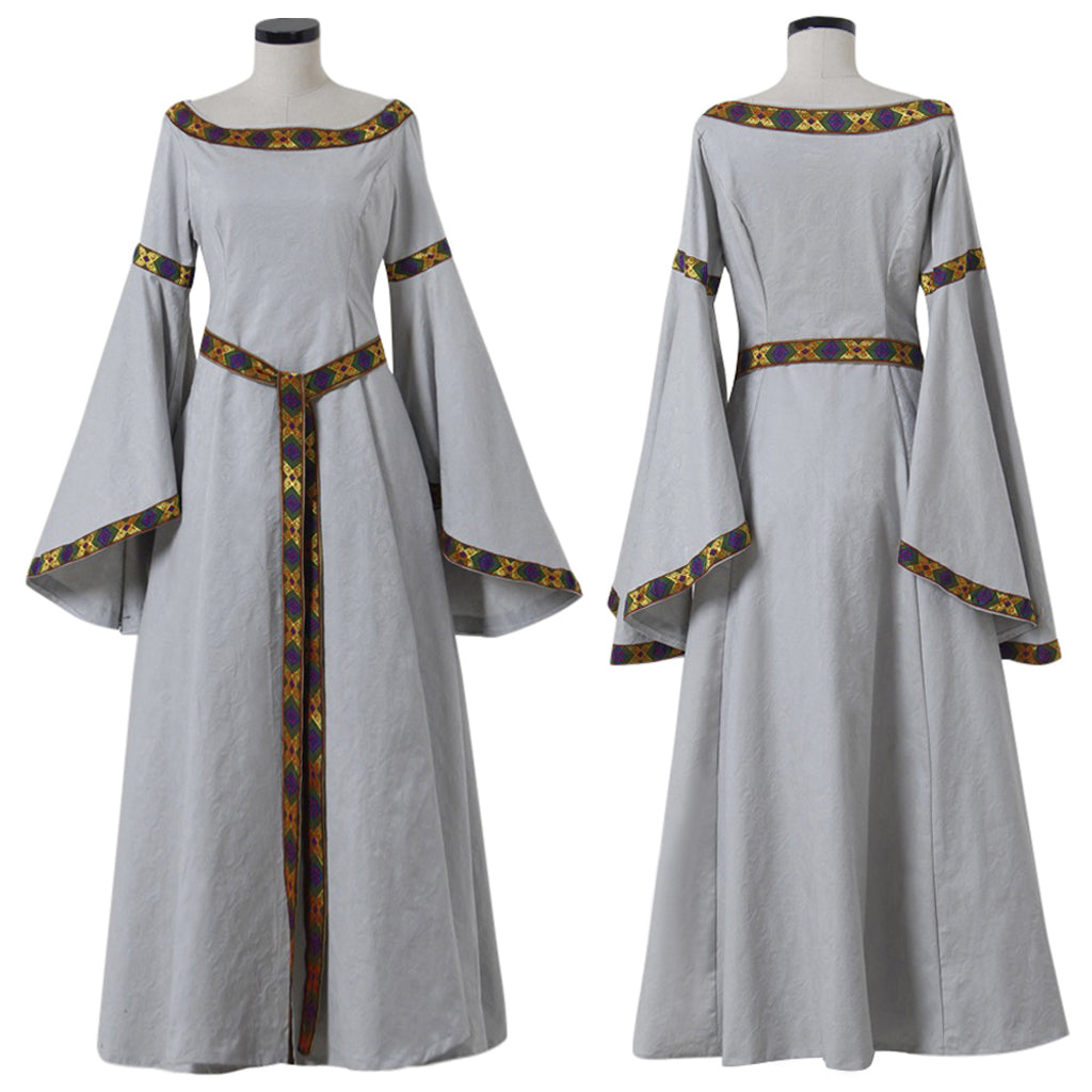 Elegant Halloweez Medieval Royal White Princess Dress for Christmas and Masquerade Parties