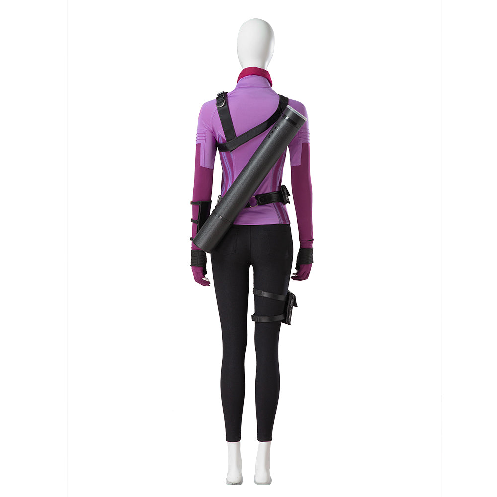 Halloweez Kate Bishop Hawkeye Cosplay Costume for Women, Complete Hero Set with Battle Coat & Accessories