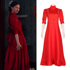 Pearl Cosplay Costume Red Dress from Horror Movie X Prequel for Women - Halloweez
