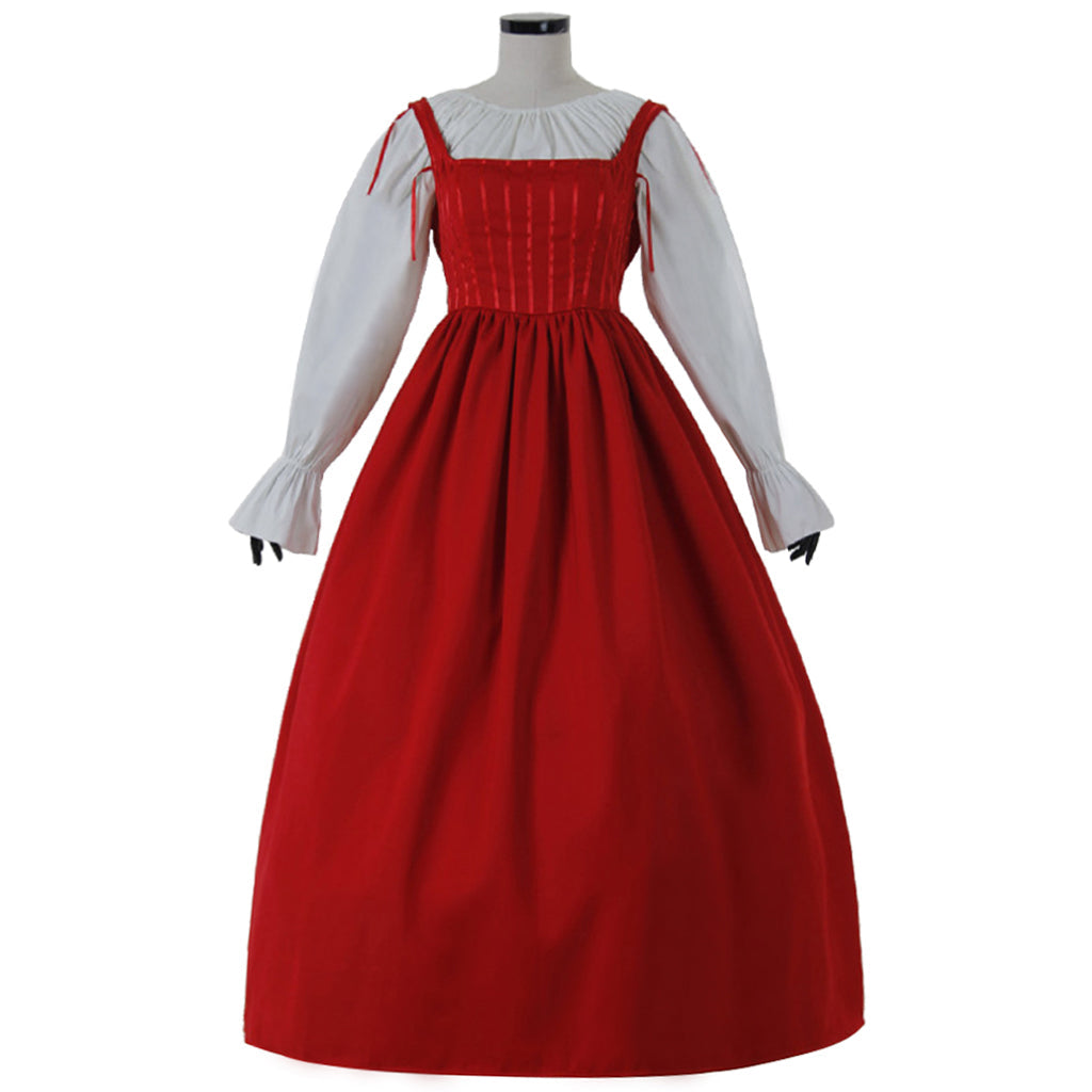 Vestido de noche de princesa victoriana renacentista rojo para mujer para carnaval y fiestas temáticas