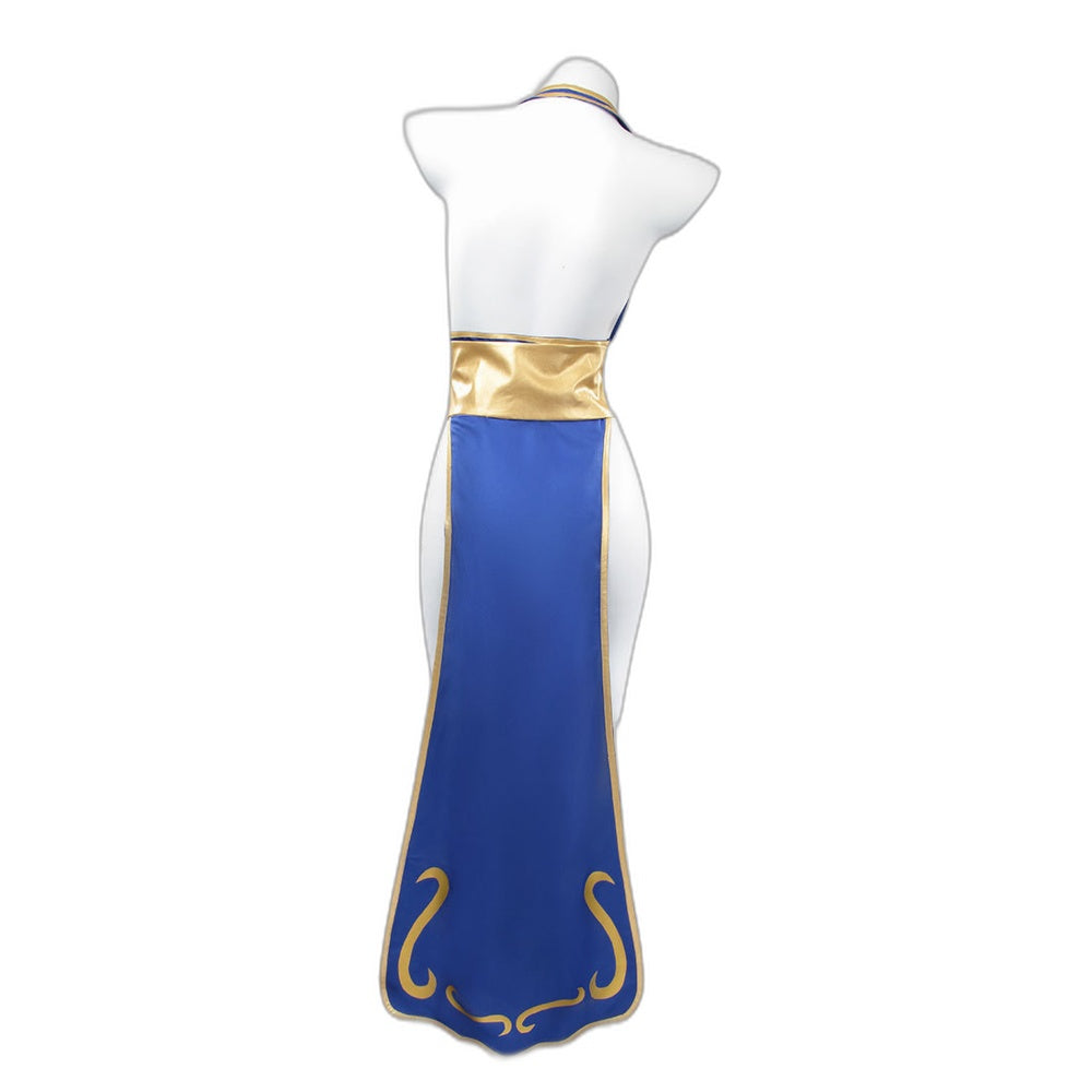 New Street Fighter Chun-Li Cosplay Costume Blue Cheongsam Lion Dance Performance Outfit for Halloween - Halloweez