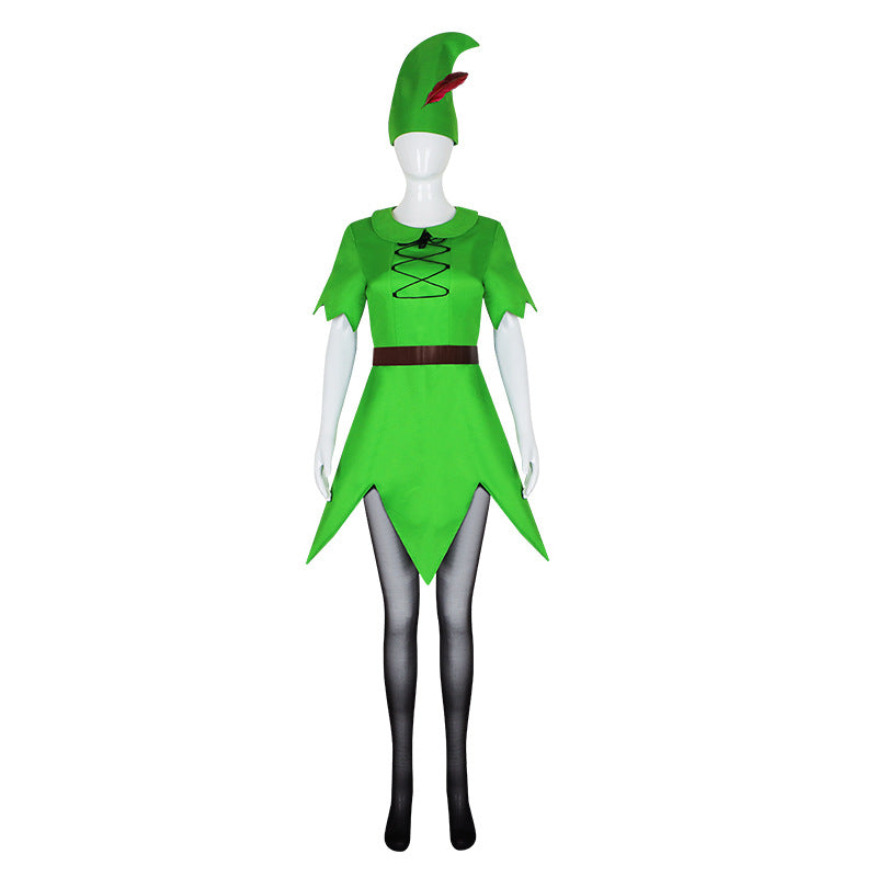 Peter Pan Tinker Bell Cosplay Costume Green Fairy Outfit for Halloween and Stage Performance - Halloweez