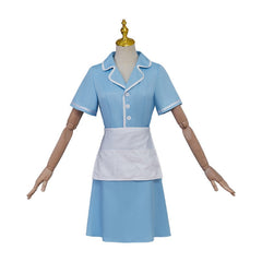 Halloweez Waitress Musical Cosplay Costume – Blue Maid Dress with Apron for Women