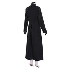 Costume de cosplay authentique de prêtre chrétien médiéval pour homme - Robe noire à manches longues pour Halloween Carnaval