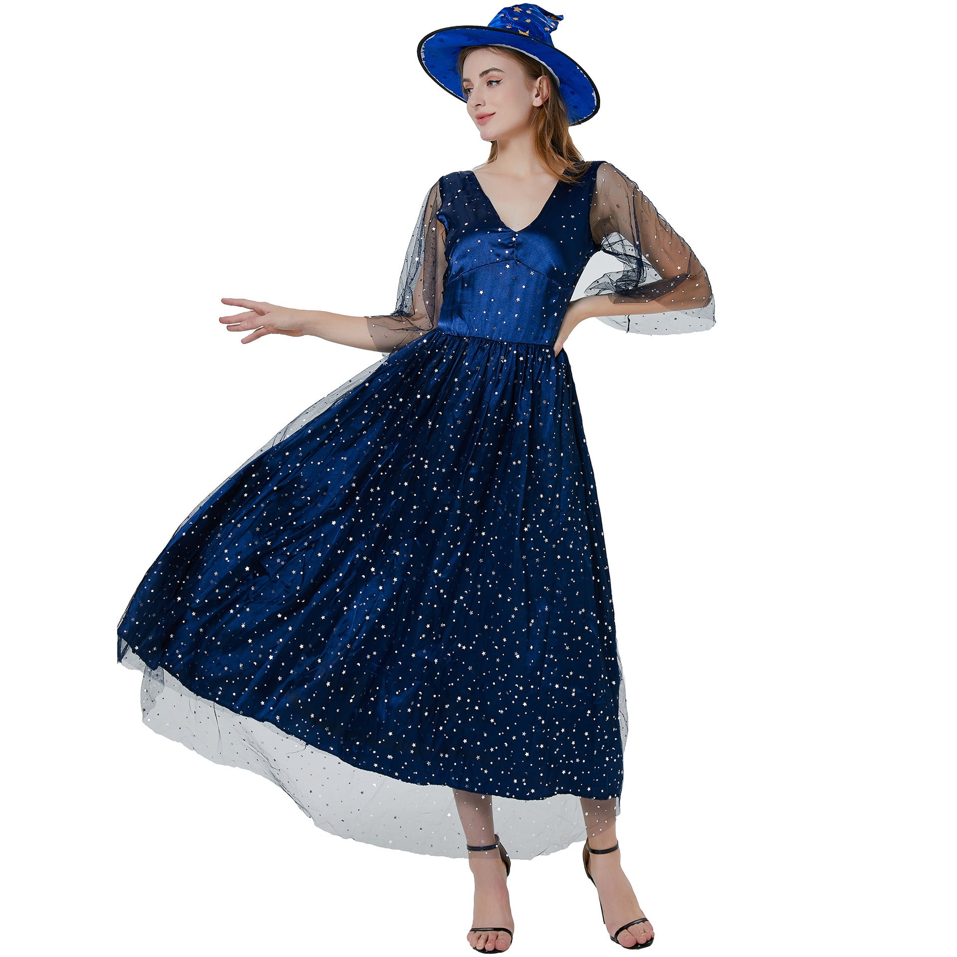 Halloween Witch Queen Costume - Elegant Witch Dress for Women Role Play - Halloweez