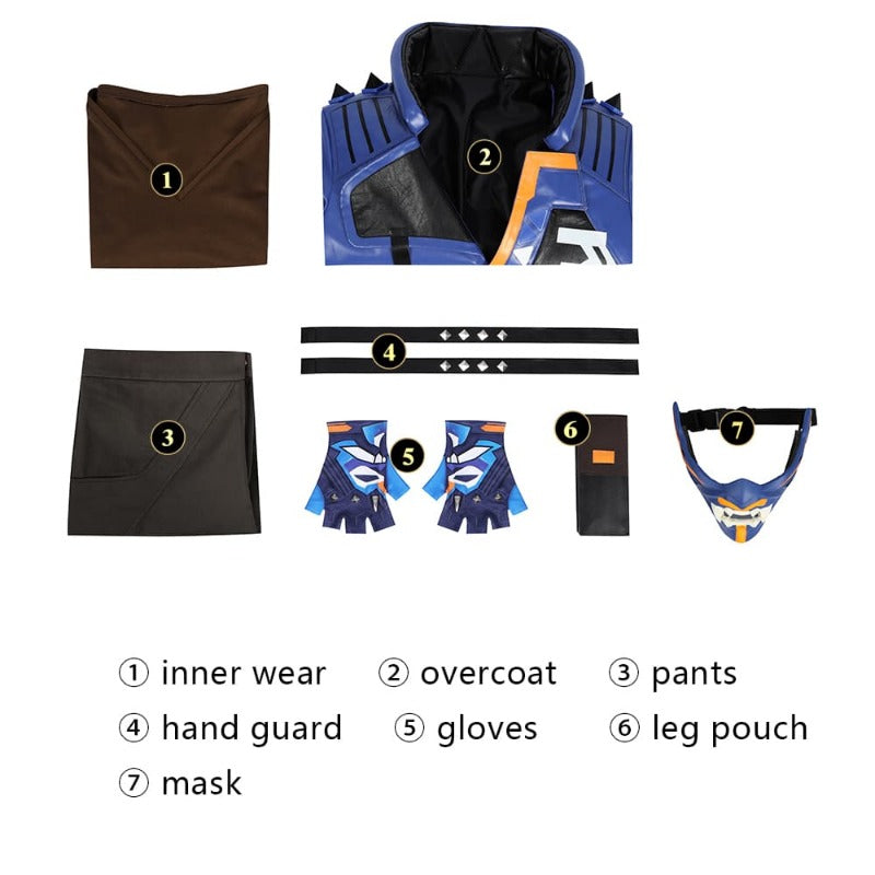 Halloweez Yoru Kiritani Ryō VALORANT Cosplay Costume Set with Accessories for Men