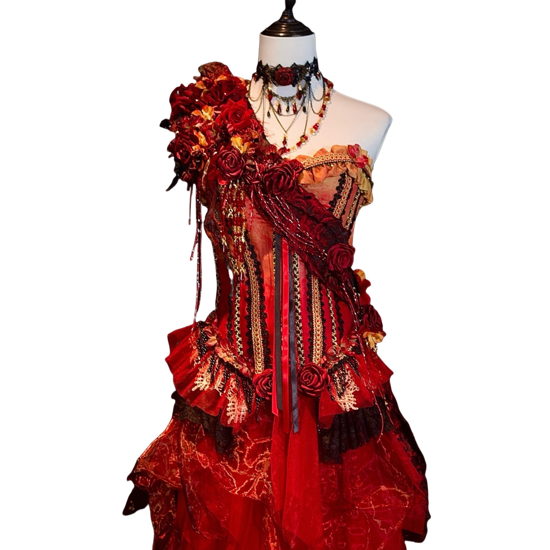 Wabi-Sabi Burnout Corset Vampire Gothic Lolita Skirt Ensemble - Halloweez