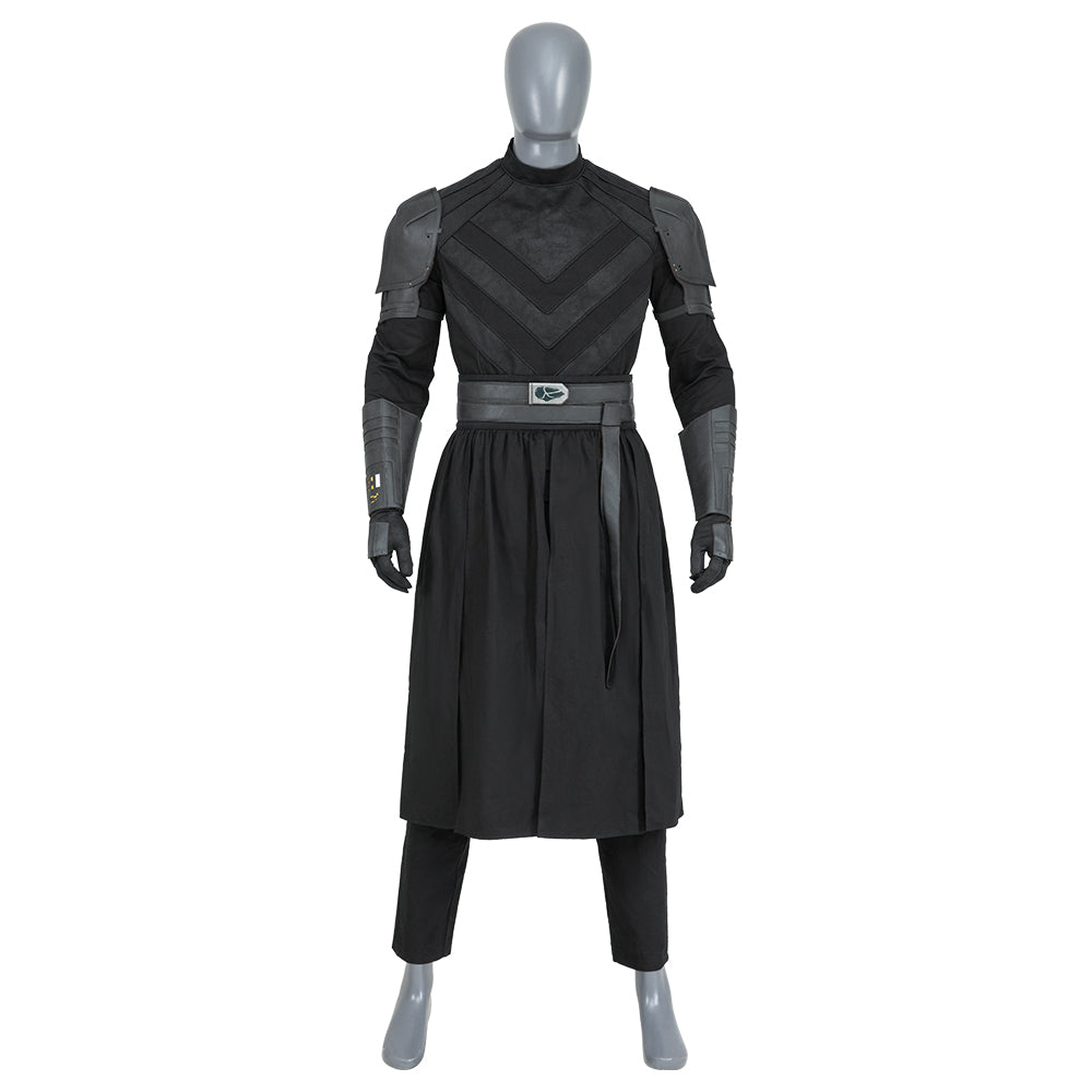 Conjunto de armadura de caballero de élite para cosplay de Jedi Skoll de Halloween para hombre: uniforme de batalla negro con capa con capucha